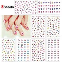 Howaf Unicornio 3D uñas calcomanías autoadherentes Calcomanía Nail Art Pegatinas Nail Sticker para niños niñas Regalo…